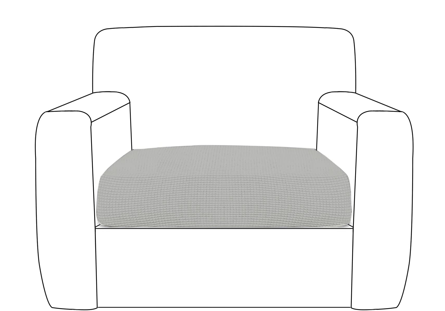 Stretch Sofa Seat Cushion Cover Sofa Couch Cushion Furniture Protector Sofa Slipcover with Elastic Bottom Spandex Jacquard Fabric Small Checks (Light Grey, 1 Seater)