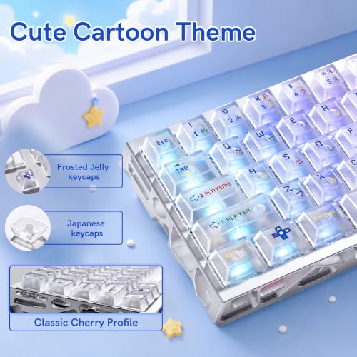 Image of dagaladoo White Clear Keycaps,Frost Jelly Key caps,Pixel Game