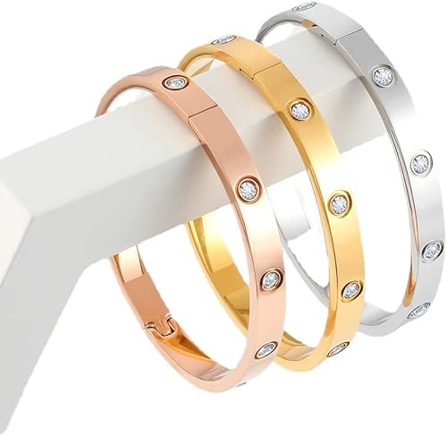 Miniatura 5 de Pulseras de Amor Acero Inoxidable Pulseras de Amistad Llena de Circonia Cúbica Dorada y Plateada para Mujeres, Regalo para el Día de la Madre, San