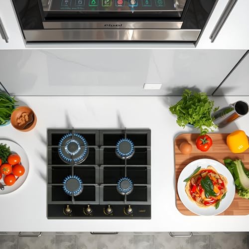 CATA RCI 631 BK Gasherd mit Butangas und 4 Gaskochfeldern 1 Dreifache Krone Geeignet für das Kochen mit Erdgas 58 cm Breite Gesamtleistung 8 kW Brenner und Grills mit Gas aus Eisen