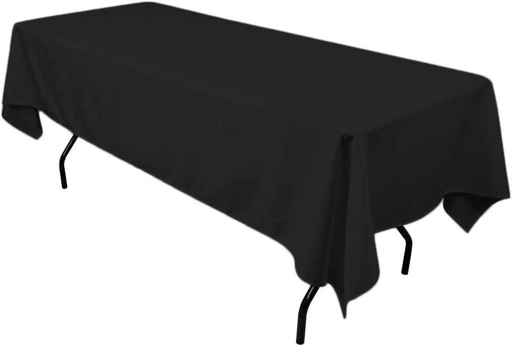 lovemyfabric 100% Polyester Tablecloth for Holiday Party, Family Dinner 54" x 96" (Black)