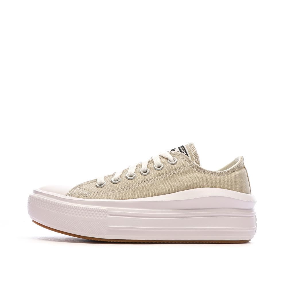 Converse Chuck Taylor All Star Move beige pour femme, baskets compensées légères en toile - 8