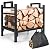 IKER Firewood Rack for Indoor, Firewood Racks Holder with Canvas Log Carrier, Outdoor Wood Racks for Firewood, 17.3” Heavy Duty Steel Fire Wood Storage Log Holder for Fireplace Patio Deck, Black