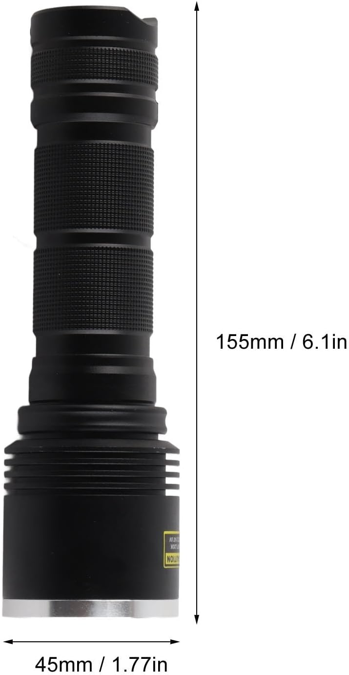 UV Flashlight 365nm, 1800M Black Light for Pet Urine Detection, Aluminium Alloy, 6.1 Inch, Compact Lightweight Design