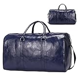  MVGVPLVLTN Leder Reisetasche Große Duffle Unabhängige Große Fitness Taschen Handtasche Tasche Gepäck Schulter Tasche Schwarz Männer Mode Zipper Pu(Blue)