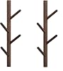 Coat Rack & Hat Rack,Wall Mounted,Sturdy Wooden Coat Rack Stand, Entryway Hall Tree Coat Tree with Solid Base for Hat,Clothes,Purse,Scarves,Handbags,Umbrella,Set of 2 Dark Brown