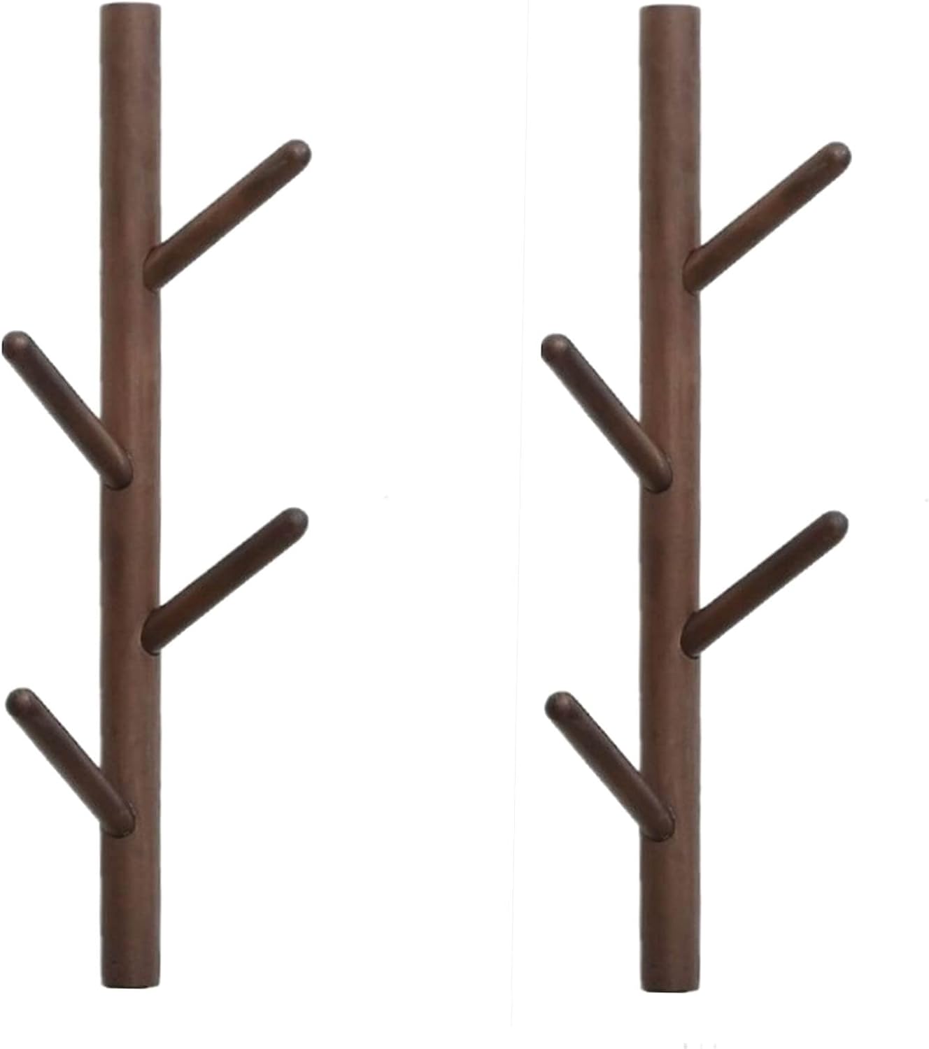 Coat Rack 2 pack-Wall Mounted Hat Rack Coat Hooks-Sturdy Wooden Coat Rack Stand-Entryway Hall Tree Coat Tree with Solid Base for Hat,Clothes,Purse,Scarves,Handbags,Umbrella(Dark Brown)