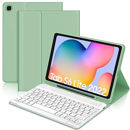 Clavier magnétique amovible Samsung Galaxy Tab S6 Lite avec coque intégrée vert clair