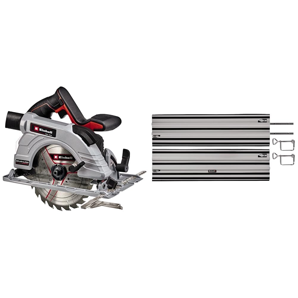 Einhell Akumulatorowa Piła Tarczowa, Czarny/Srebrny & Einhell 4502118 Prowadnica do Pił Tarczowych Aluminium, 2 x 1000 mm