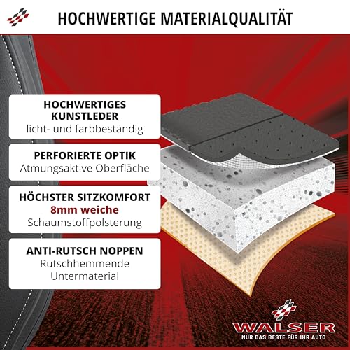 Walser Sitzauflage Auto Fernando, Qualitätssieger Sehr Gut*, Autositzauflage Rückbank, Auto Sitzauflagen 1 Stück, Autositzschoner Rückbank Kunstleder, Autositz Auflage, Autositzkissen Rückbank schwarz