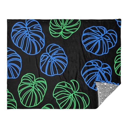 EtherSpher Manta verde con diseño de plantas Monstera Deliciosa para sofá, sala de estar, manta linda para sofá, manta de sofá de 50 x 70 pulgadas, mantas para niñas