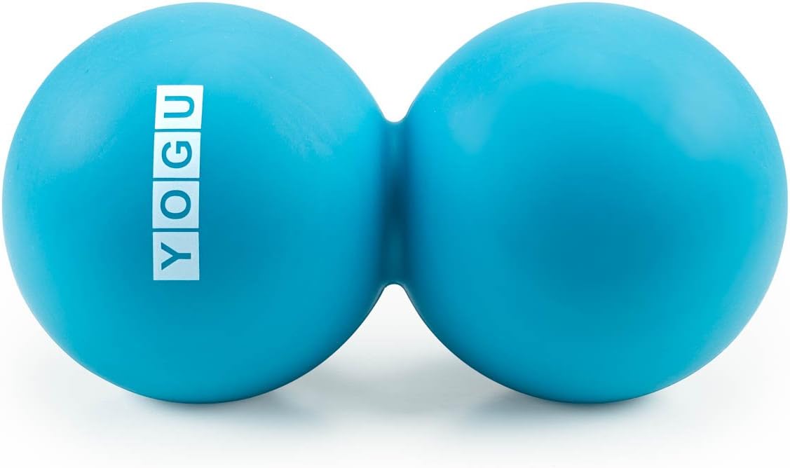 YOGU Peanut Double Ball or Set of 2 Firm Massage Lacrosse Balls for Myofascial Release, Trigger Point Therapy, Muscle Knots, and Yoga Therapy Massage Ball (1 Double Ball - Blue)