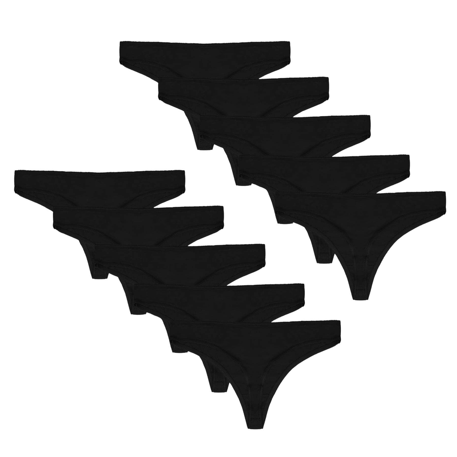 Style It Up5 Or 10 Pack Ladies Womens Everyday Thongs Briefs Underwear Cotton Comfortable Daily Basic Wear Multipack Black White Nude