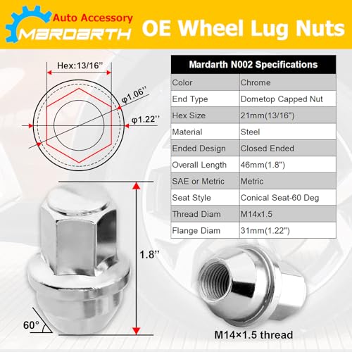 24PCS M14x1.5 Lug Nuts OEM for 2015-2024 F150 Expedition Navigator Factory Stock Aluminum 14x1.5 Wheel Nuts - Thumbnail 2