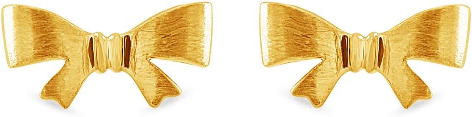 Fashion Cute Tiny Bow Stud Earrings In Gold Over Sterling Silver For Women's - Image 2