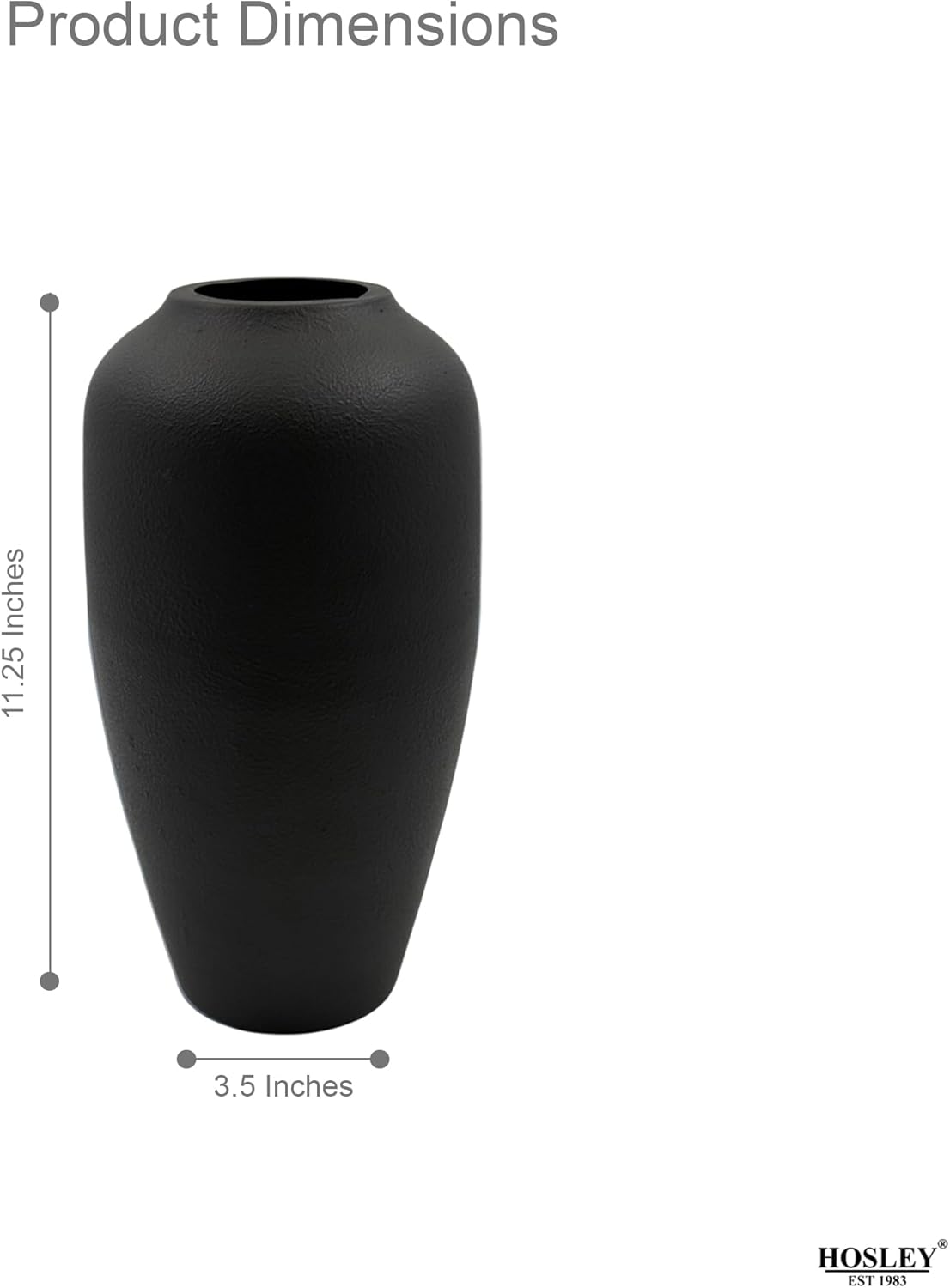 Hosley Black Traditional Metal Vase 11" High Black Vase Floor Tall vase Ideal for Home Decor Weddings, Party, Home Office