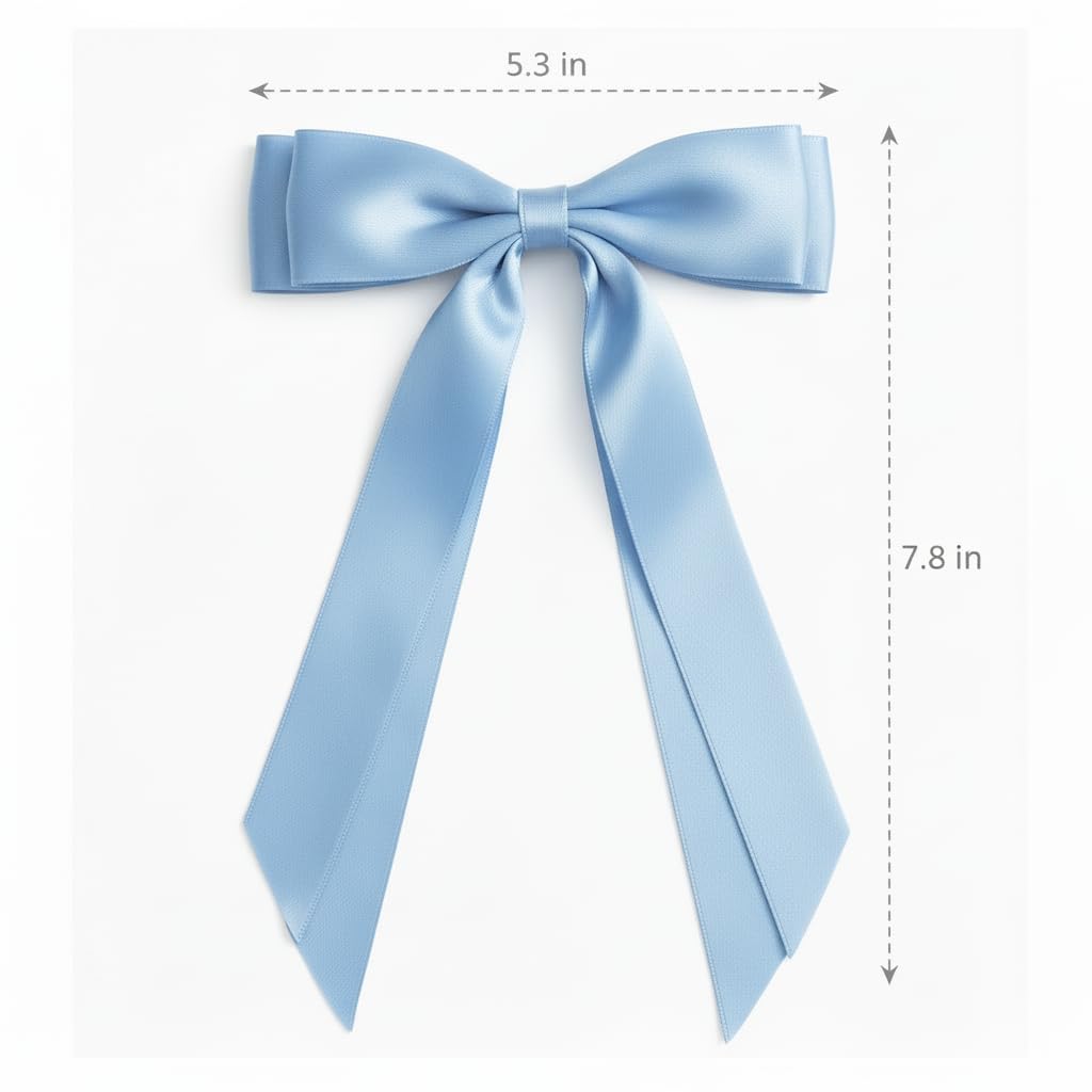 Lazos para el pelo de color azul bebé para mujer, 3 unidades, pinzas de pelo suaves con clips de metal, cinta de pelo larga, soporte para cola de caballo, accesorios para el cabello para niñas y