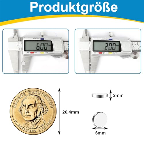 320 Stück Kleine Magnete, Magnet Kühlschrank 6x2mm Magnete Extra Stark für Magnettafel, Whiteboard, Pinnwand & Handwerk