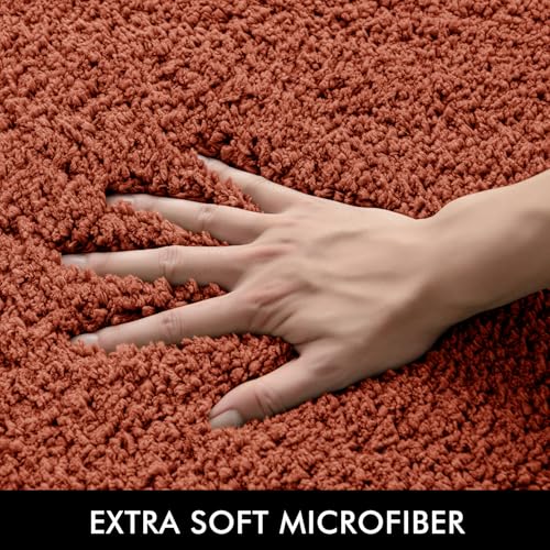 MIULEE Bath Mat Non Slip Absorbent Bathroom Soft luxurious Shower Small Mat Doormat Inside Rugs Kitchen Rugs Carpet Mat Washable for Bathroom Bedroom Kitchen Entrance 40x60 cm Caramel - Image 3