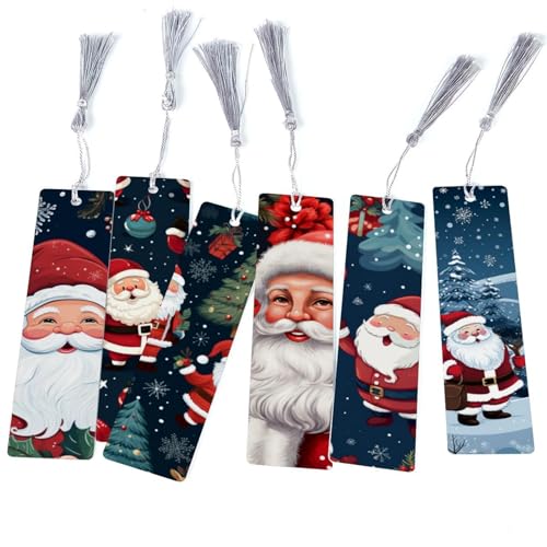 Marque-pages Père Noël : lot de 6 petits cadeaux festifs pour les passionnés de lecture