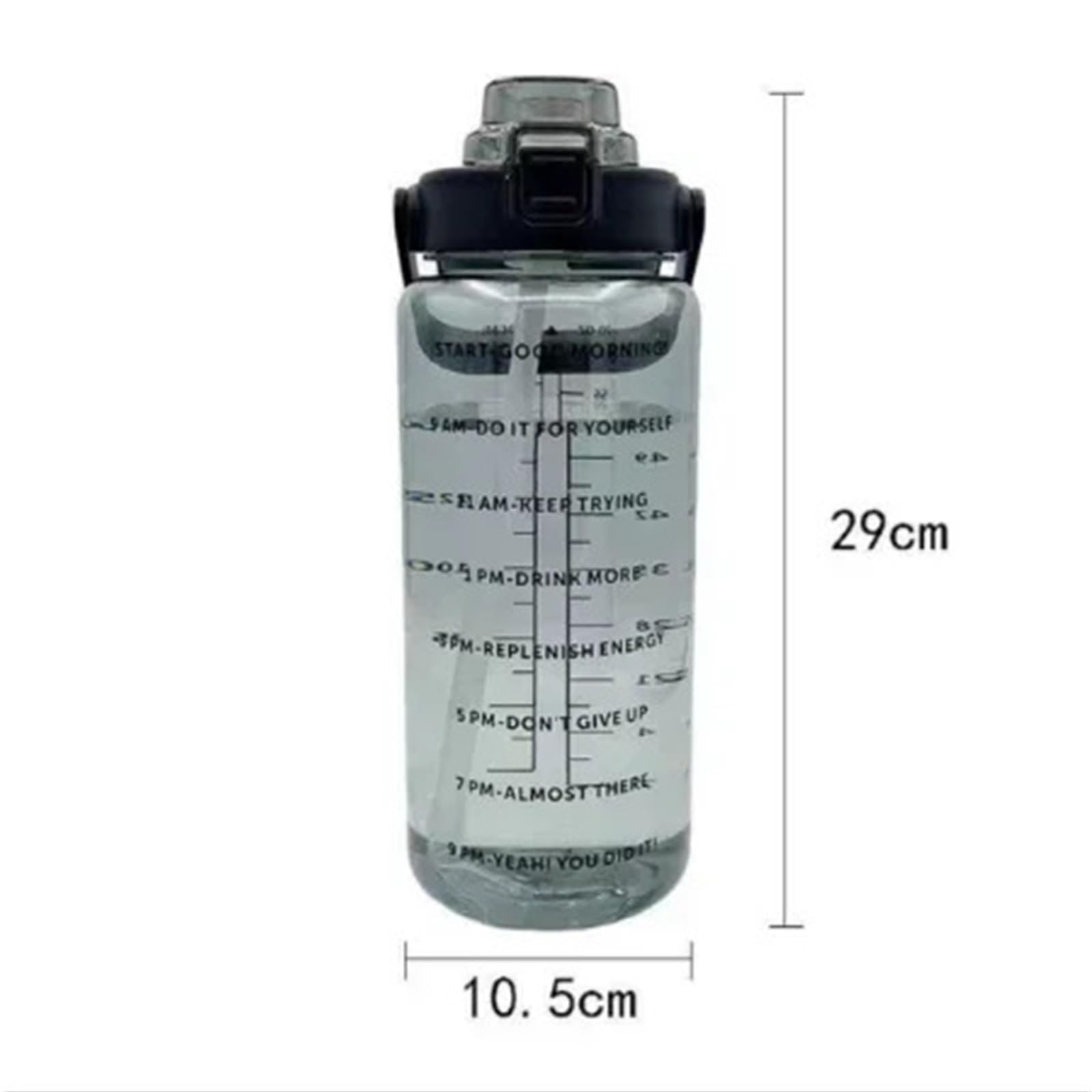 Trinkflasche sport 2-Liter-Trinkbecher aus Kunststoff mit Strohhalm, großem Fassungsvermögen und Zeitanzeige for Outdoor-Sportarten für den Außenbereich(Blue)