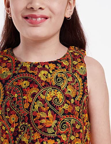 Image of A.T.U.N. (All Things UBER Nice) Girl's Skater Knee Length Embroidered Sleeveless Stylish Party Dress