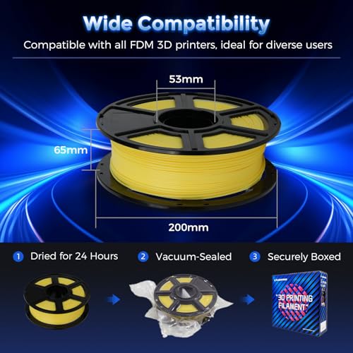 Image of FLASHFORGE Rapid PLA Filament 1.75mm Luminous Yellow, 500mm /s High Speed Printing, Glow in the Dark 3D Printer Filament 1kg Spool, Dimensional Accuracy + /- 0.02mm, Brilliant, Long-Lasting Glow