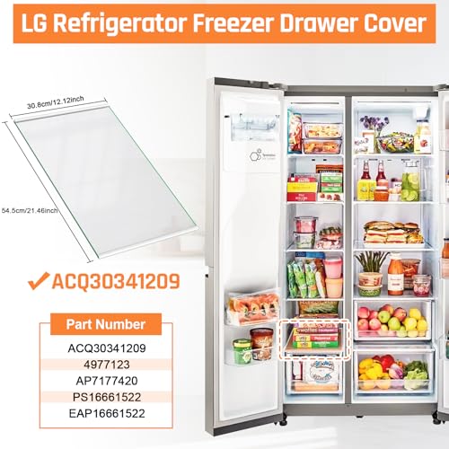 Image of UPGRADED ACQ30341209 Freezer Shelf Compatible with LG Refrigerator Glass Shelf Replacement Parts LG Refrigerator Freezer Drawer Cover Vegetable Tray LRSXS2706V LRSXS2706S LRSXS2706W LHSXS2706S Shelves