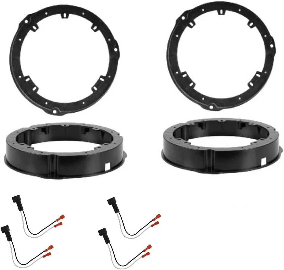 2 Pair 6"/6.5"/6.75" Front and Rear Car Stereo Door Speaker Install Bracket Mount Plates + Speaker Wire Harness -Made for 2007-2017 Chevrolet Equinox, Made for 2010-2017 GMC Terrain