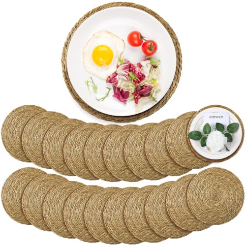Image of Colingmill 20 Sets 11 Inch Round Woven Placemats Bulk Farmhouse Boho