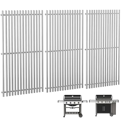 QuliMetal 66089 Grill Grates for Weber Genesis 2 E-410/E-415/E-435, Grill Parts for Weber GS4 Genesis II/LX E-440 Series Gas Grills, 18.7" Stainless Steel Replacements for Weber 66089 66097