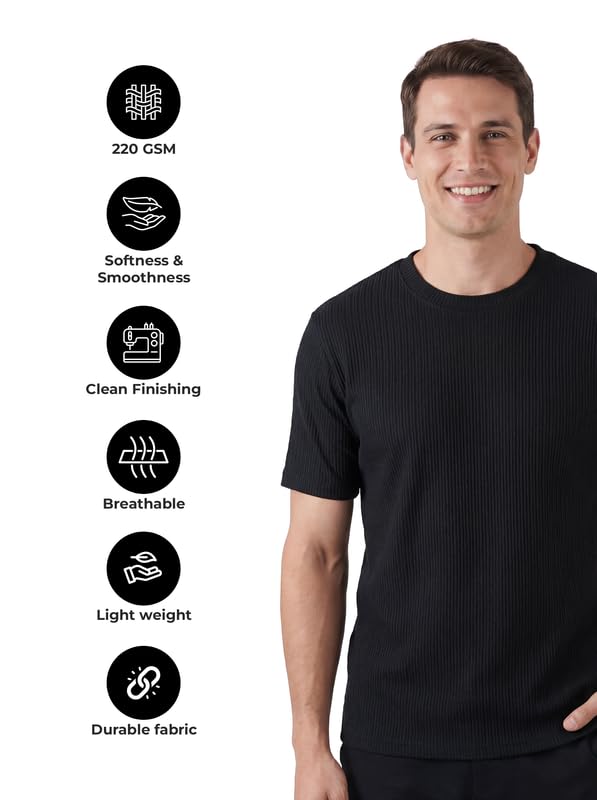 Image of Poly Cotton Frill Round Neck T-Shirt for Men | |