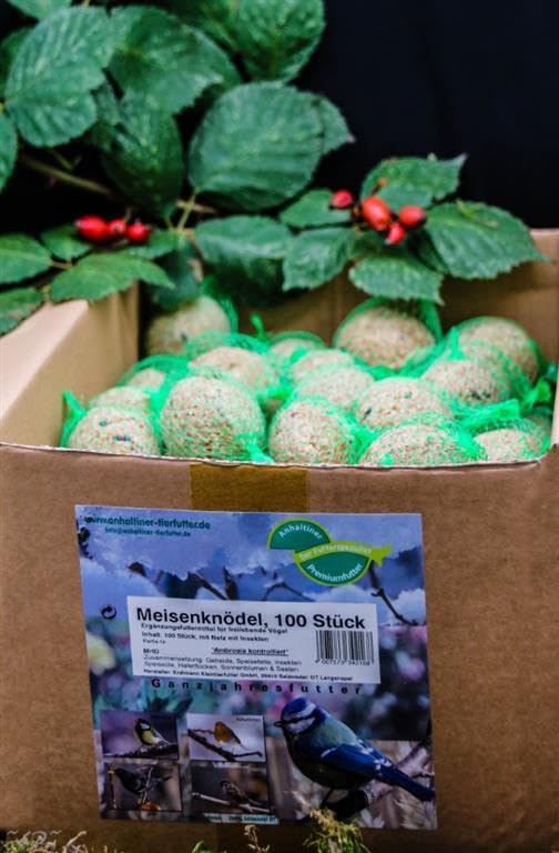 Anhaltiner Meisenknödel 300St. mit Netz mit Insekten Rindertalg Wildvögel Fett