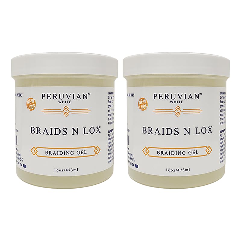 Peruvian white Braids N Lox Braiding Gel, 16 oz. (Pack of 2)
