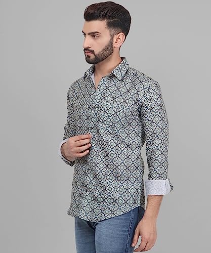 Image of TB Trybuy.in Retro Full Sleeve Casual Linen Printed Shirt for Men