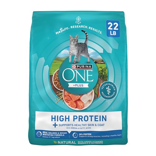 Purina ONE Plus High Protein Cat Food Dry Salmon and Ocean Whitefish Cat Skin and Coat Health Formula - 22 lb. Bag