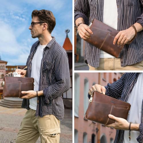 CONTACTS Full Grain Leather Clutch Bag with Code Lock Mens Clutch Wallet Anti Theft Travel Purse2