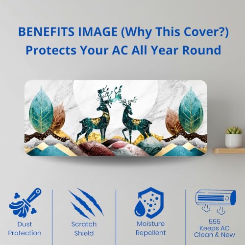 Image of Printed Split Ac Cover Indoor Unit For 1.5 Ton Capacity AC, Inner Unit Ac Cover, All Weather Cover /Attractive Digital Prints /Dustproof /Silken water-resistant Split Ac Cover ( DeerNature )