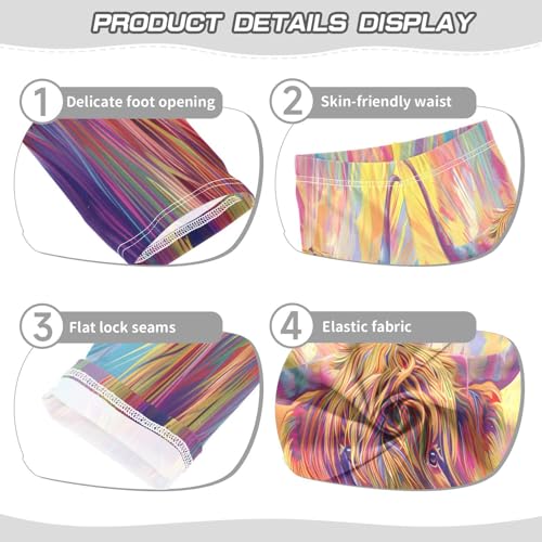 Bolaz Toddler Girls Leggings Printed Yoga Pants Leggings Long Hair Highland Cow for Kids3