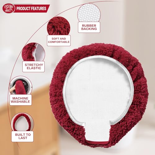 Image of Microfiber Toilet Lid Cover, 17.5 inchx15 inch Fits Round Oblong and Elongated | Toilet Seat Covers for Bathroom, Machine Washable, Decorative Fuzzy fur Look Round Toilet Seat Cover Extra Soft Absorbent
