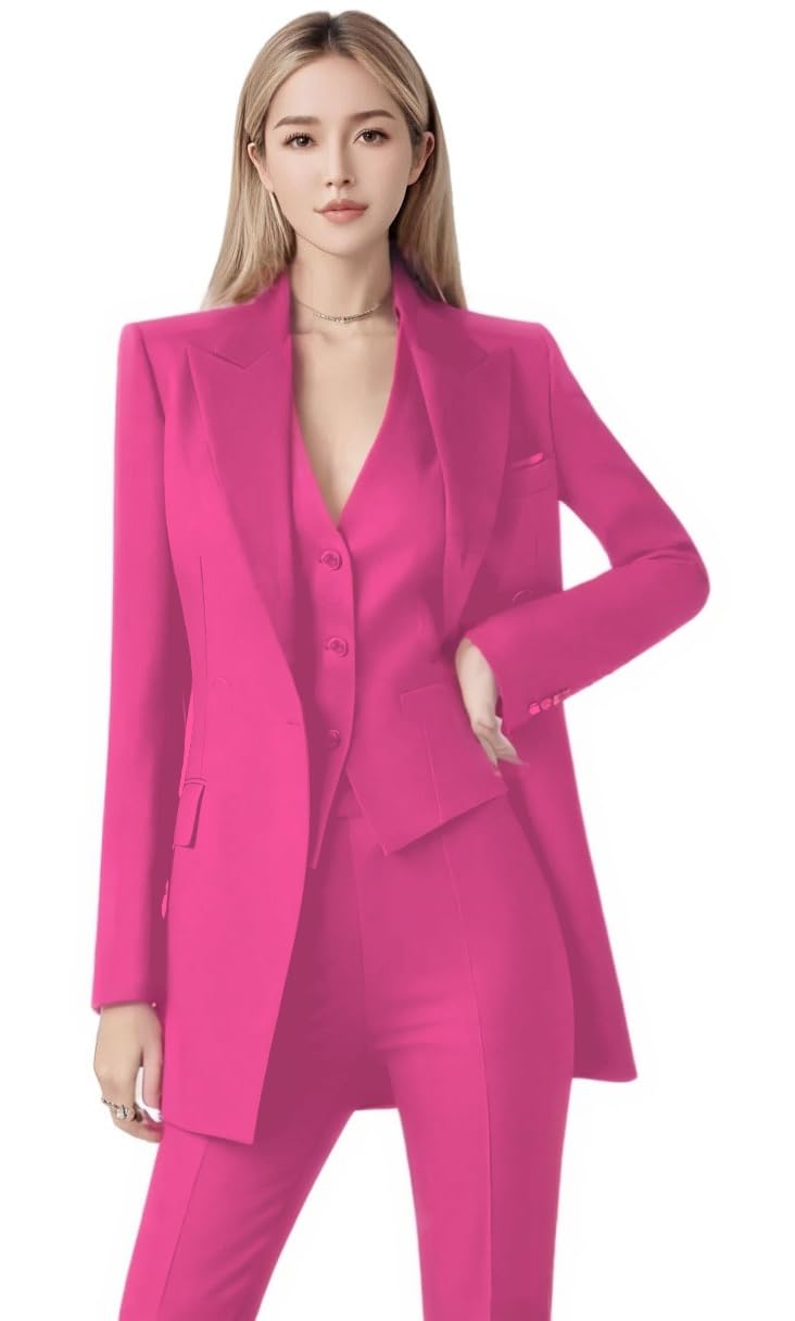 3 PC Women Suit for Work Professional Womens Tuxedo Suit Set Business Suit Blazer Vest Pants