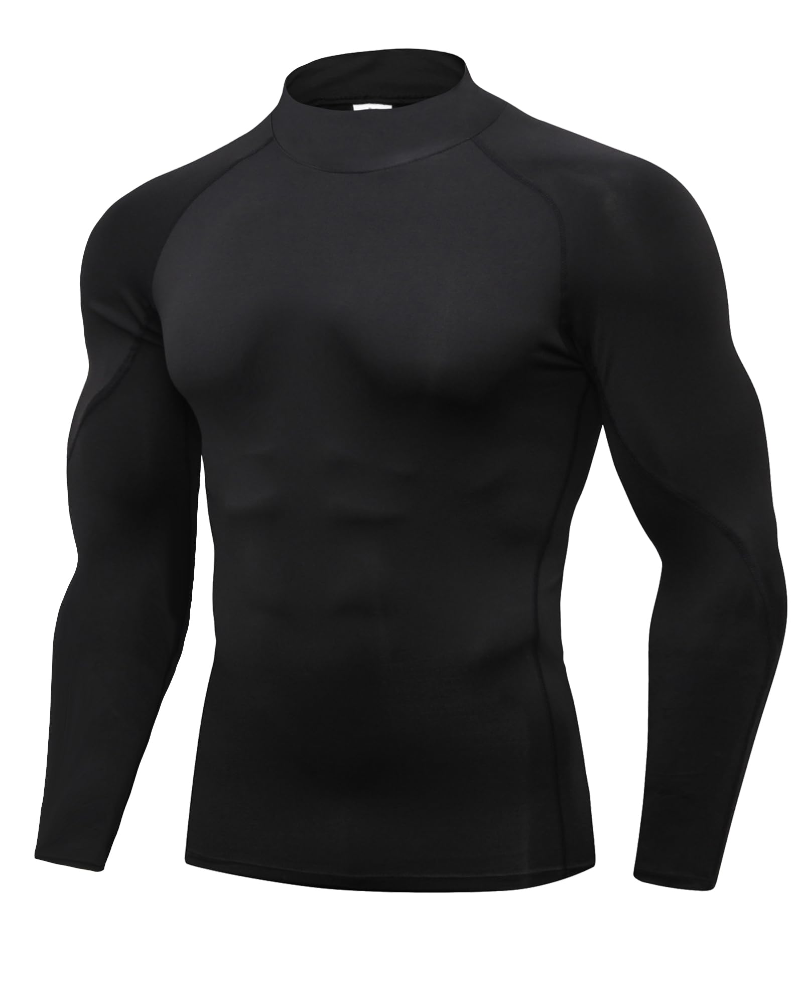 Yuerlian Top a compressione da uomo a maniche lunghe da corsa e palestra, ad asciugatura rapida, per sport, primo strato, allenamento, fitness, top a collo alto