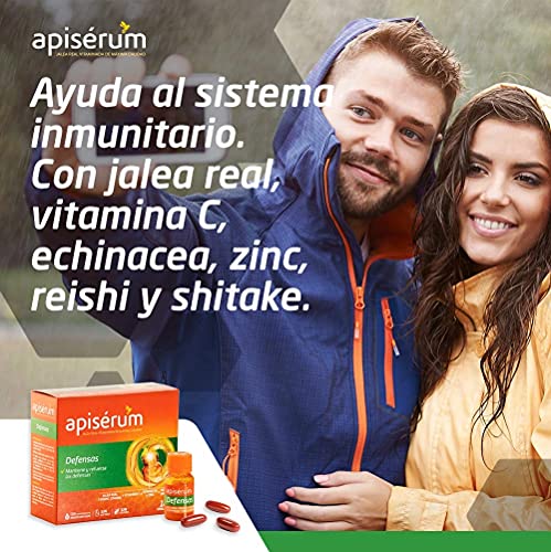 Miniatura 3 de APISERUM - Apisérum Defensas Cápsulas - Jalea Real con Vitamina C, Reishi y Shitake - Mantiene y Refuerza las Defensas - Tratamiento para 30 Días