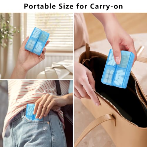 Image of FYY Travel Pill Organizer,7 Compartments Pill Box Medicine Case-Clear Blue