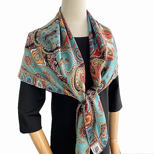 100 Mulberry Silk Scarf 42" Large Square Scarves 14 mommes Lightweight Headscarf Shawl Women Hair Wraps Office Beach2