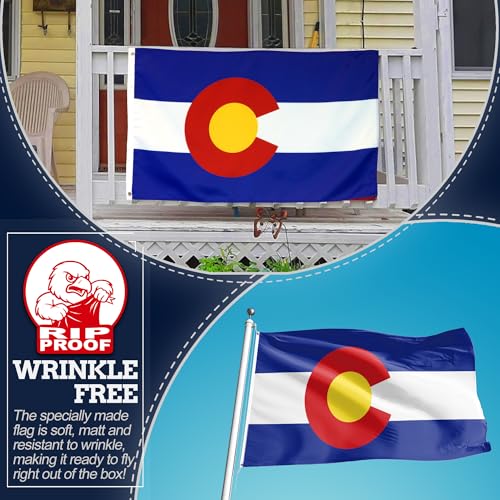 Drapeau Colorado double face solide Anley 3 plis infroissable - 6