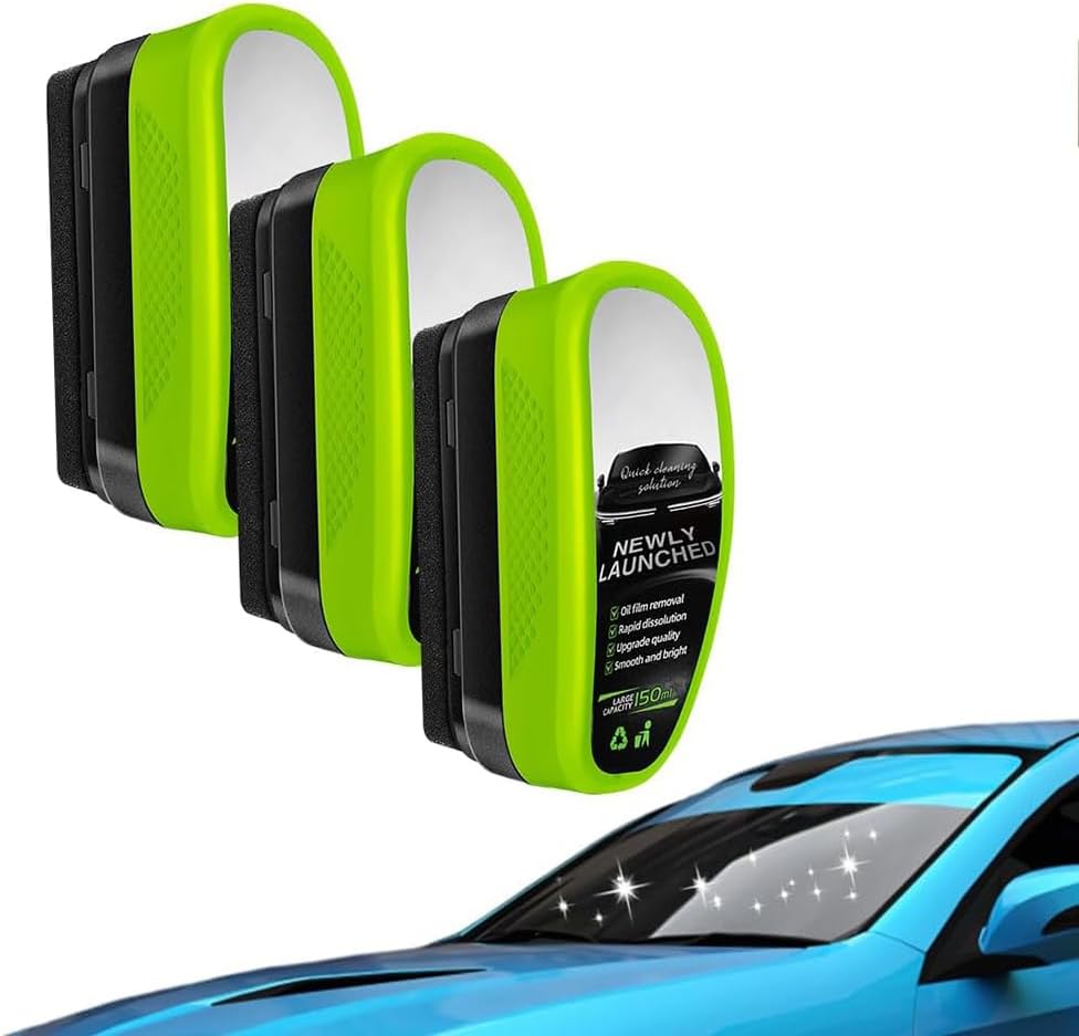 150ml Automotive Oils Film Cleanings Brush, Oil Film Cleaning Brush, Oil Films Remover for Car Windscreen Cleaning, for Oils Stains, Mist, Dirt, on Car Windows, Bathroom Doors, and Mirrors (3, Green3)