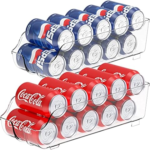 Simple Houseware Soda Can Organizer for Pantry / Refrigerator, Clear, Set of 2 Cover
