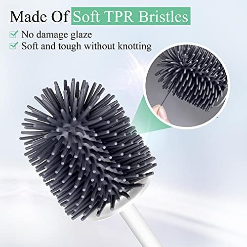 ZEYXINH Toilet Brush, Silicone Toilet Brush And Container, Toilet Brush With Quick Drying Holder Set For Bathroom Guest Toilet Wall Mounting & Standing (white)