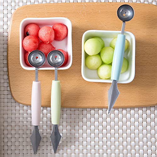 Ruitasa Double-Sided Fruit Melon Baller Spoon,2 In 1 Melon Baller Scoop Stainless Steel Fruit Decoration Carving Knife (2 Pack) #TOP5
